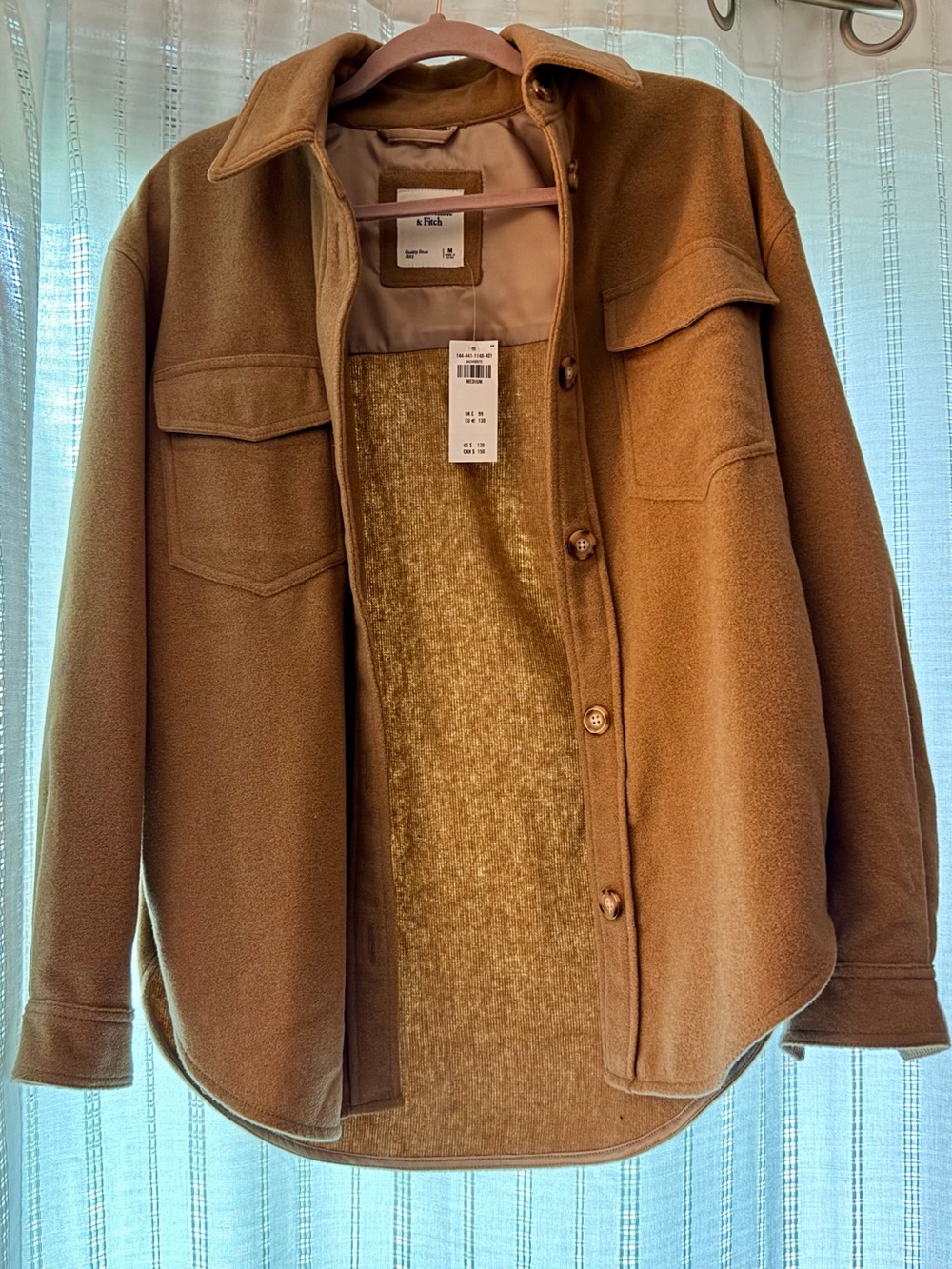 Abercrombie & Fitch Women's Wool Camel Brown Button-Front Shacket